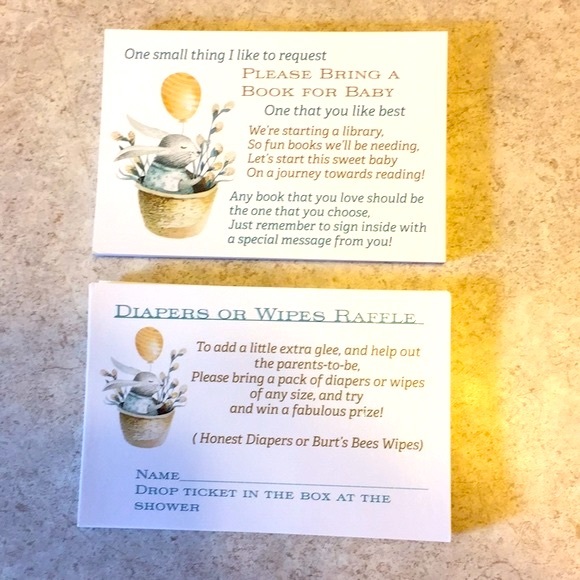 BNWT 35 OF EACH BABY SHOWER DIAPERS RAFFLE & BOOK CARDS GENDER NEUTRAL BUNNY - Picture 4 of 4